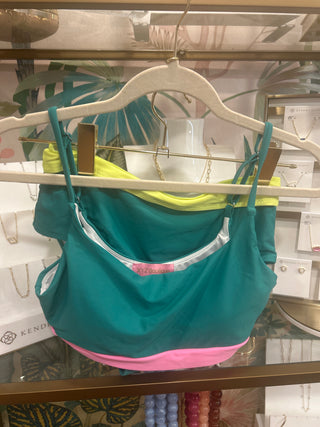 Green & Neon Color block High waist Bikini