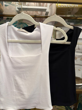 Ribbed Square Neck Double Layered Tank