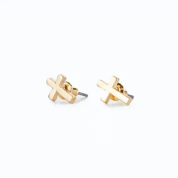 Gold Cross Stud Earrings