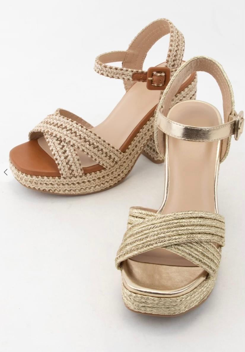 Yara Raffia Block Heel