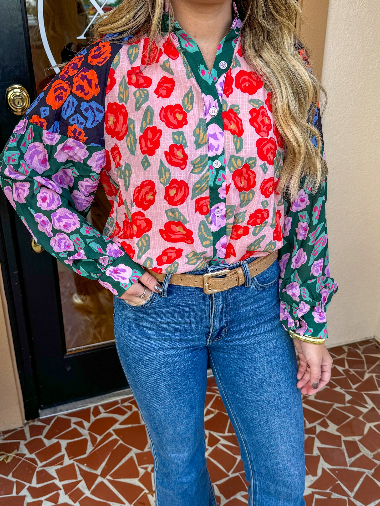 Multi-Color Floral Button Down