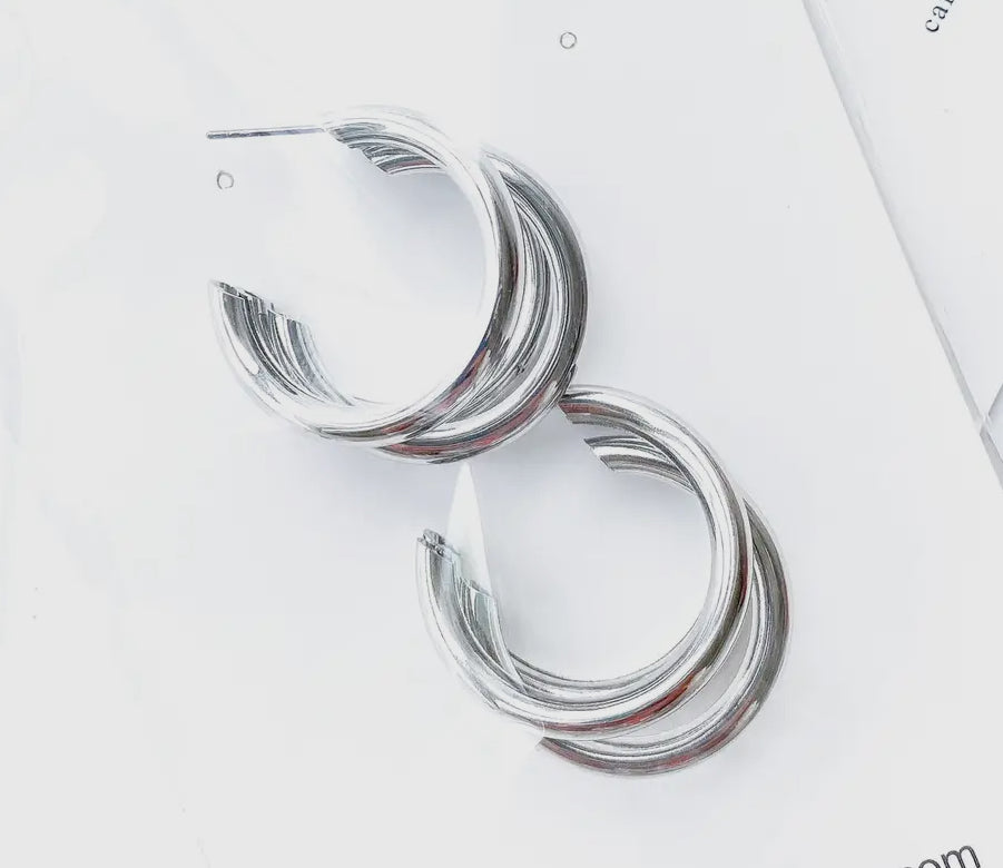 Triple Thread Hoop Earring