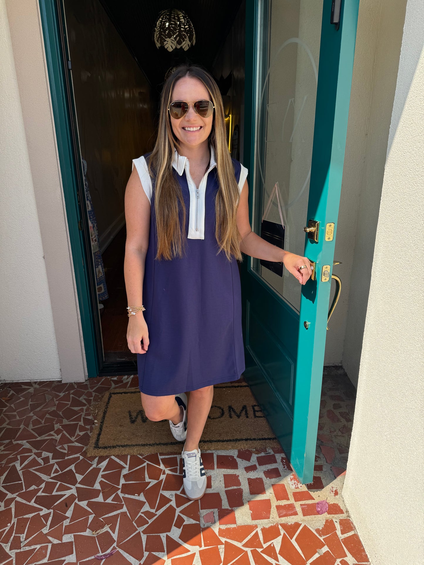 Jersey Zipper Collar Neck Dress