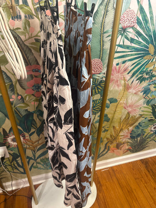 Printed Elastic Waistband Midi Skirt