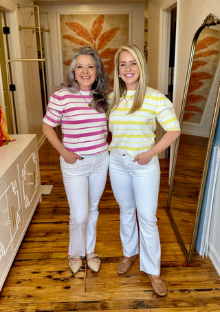 Yellow Round Neck Short Sleeve Knit Top