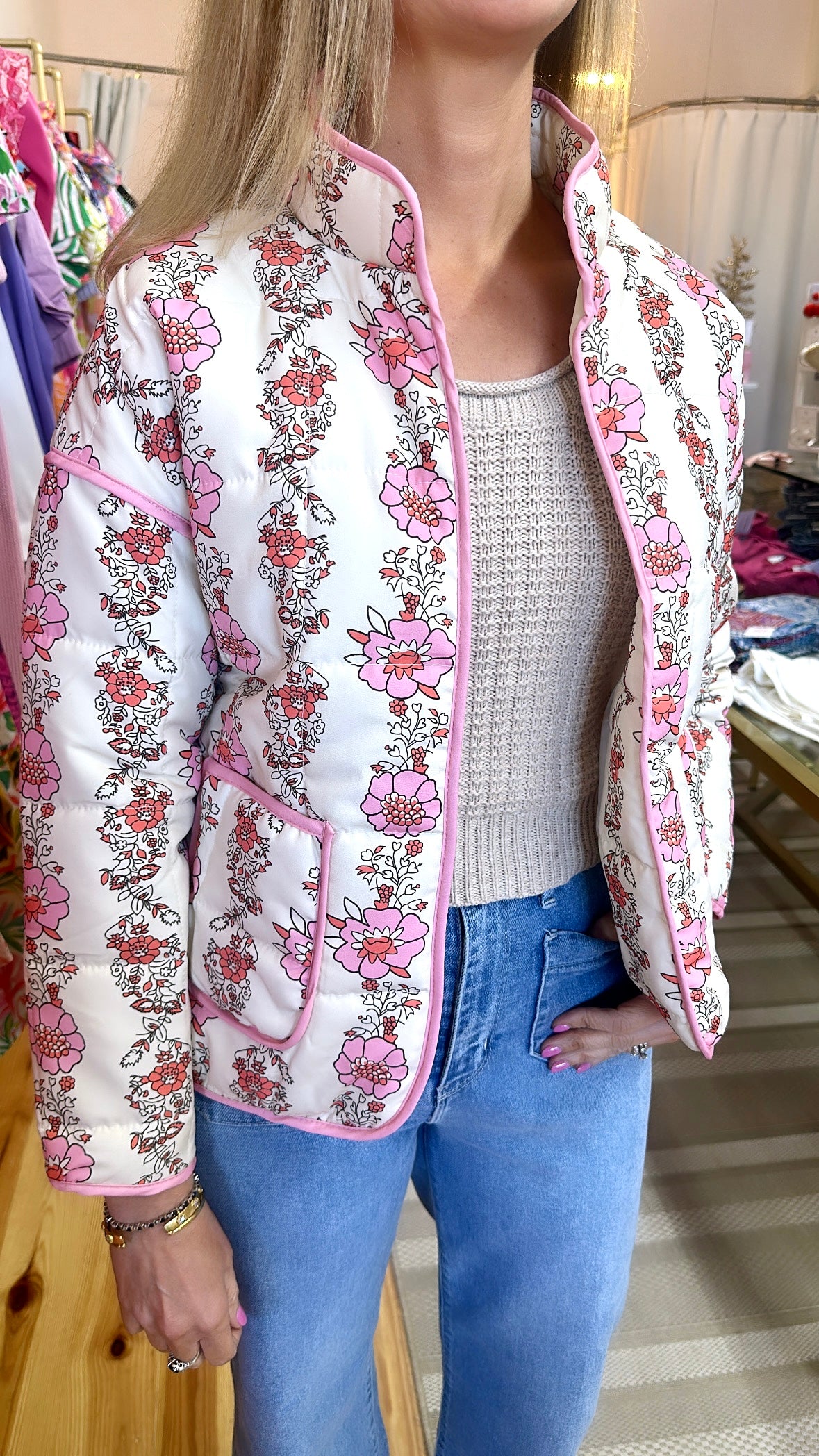 Floral Print Quilted Jacket