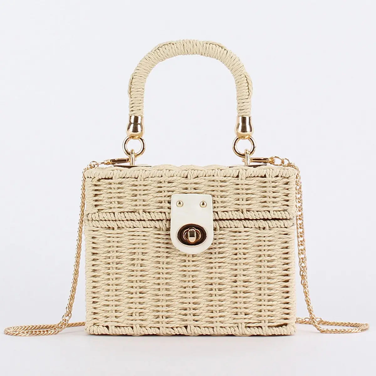 Beige Wicker Purse