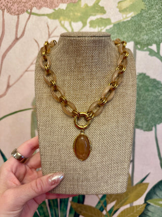 Brown and Gold Link Chain Necklace