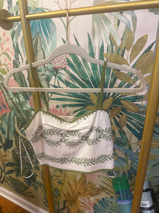 Embroidered Piping Detail Top