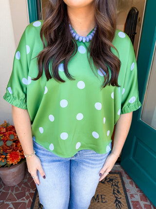 Polka Dot Satin Top