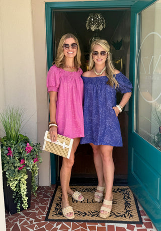 Textured Floral Square Neck Dress-Saturday Steal