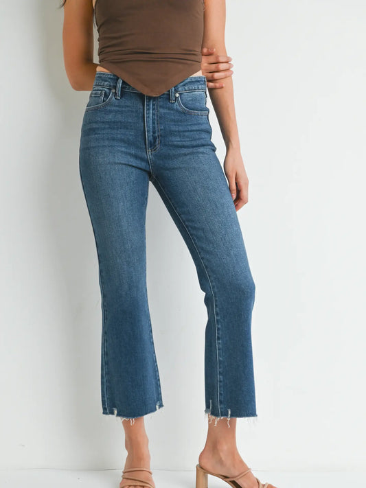 Chase High Rise Crop Flare with Distressed Hem
