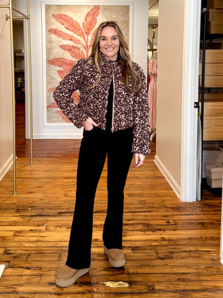 Brown Leopard Quilting Puffed Jacket