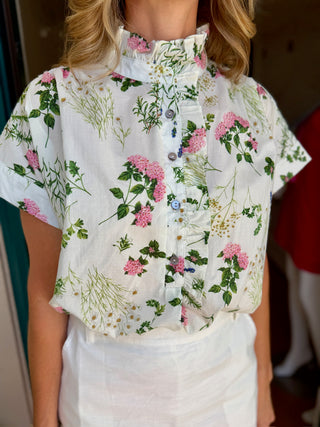 Floral Print Ruffle Trim Top