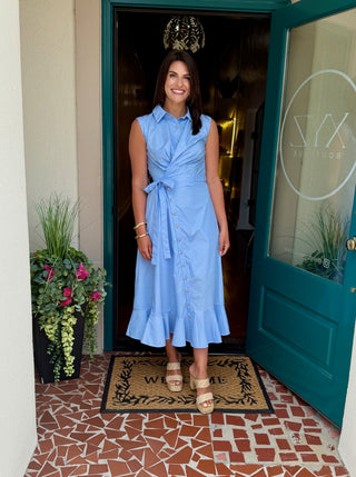 Solid Sleeveless Midi Dress