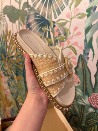 Sunnie Natural Raffia Buckle Slide
