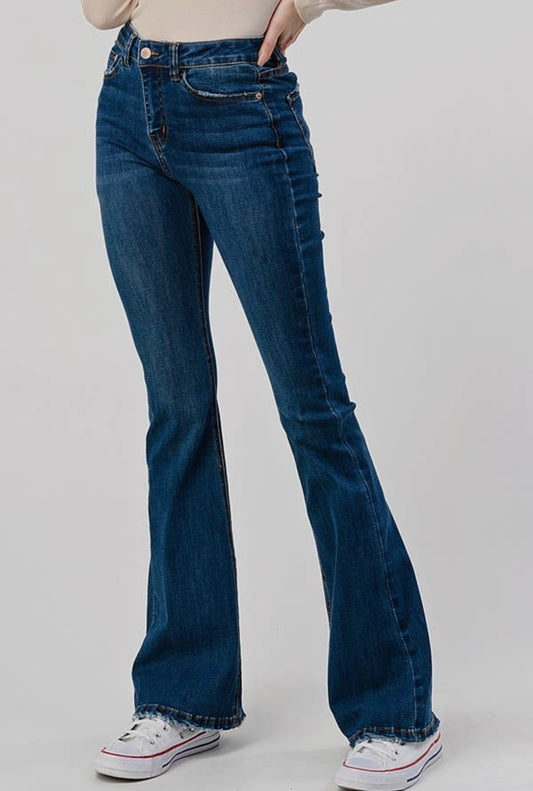 Mid Rise Flare Denim