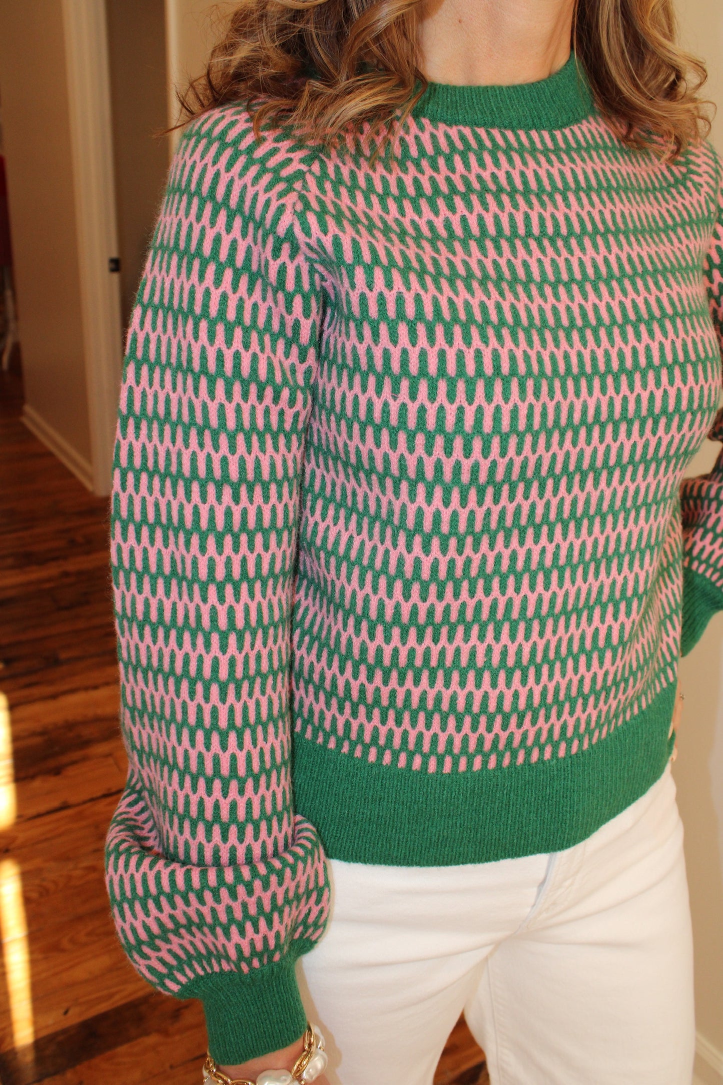 Geometric Stripe Knit Sweater