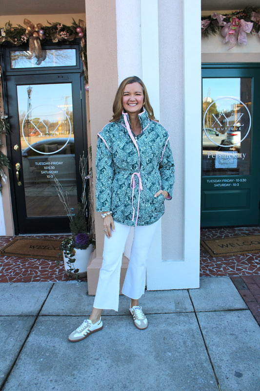 Paisley Print Front Zipper Jacket