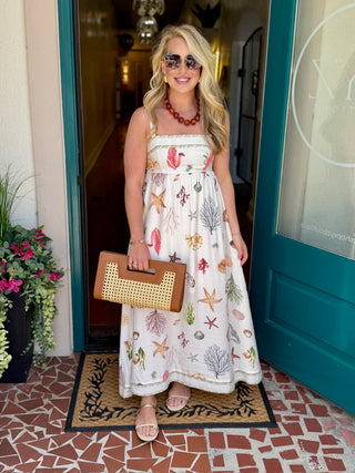 Multicolor Nautical Print Sleeveless Midi Dress