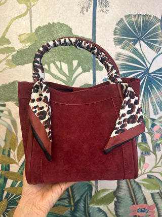 Gianna Burgundy Suede Bag
