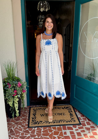 Embroidered Scalloped Edge Detail Dress