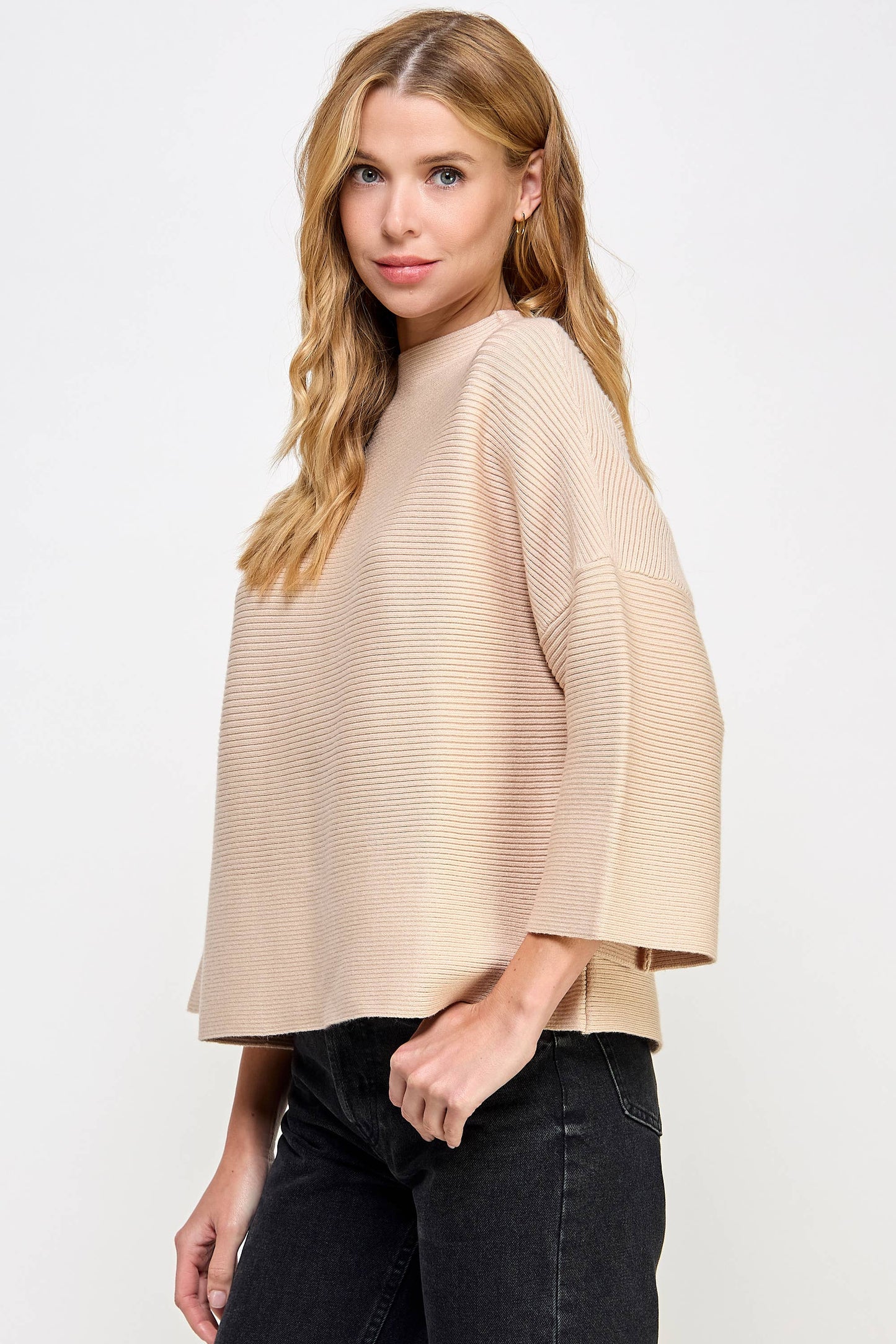 JT-5002-6 NOT YOUR CASUAL TOP ALMOND