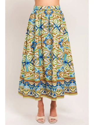 Printed Woven Midi Skirt