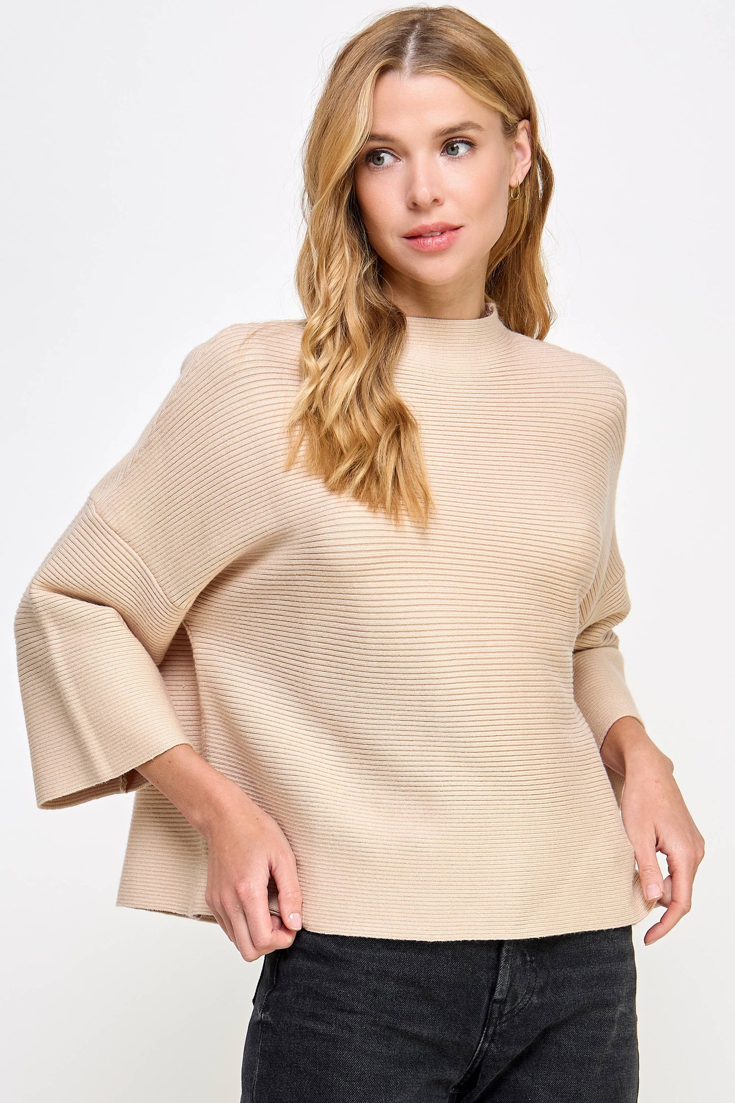 JT-5002-6 NOT YOUR CASUAL TOP ALMOND