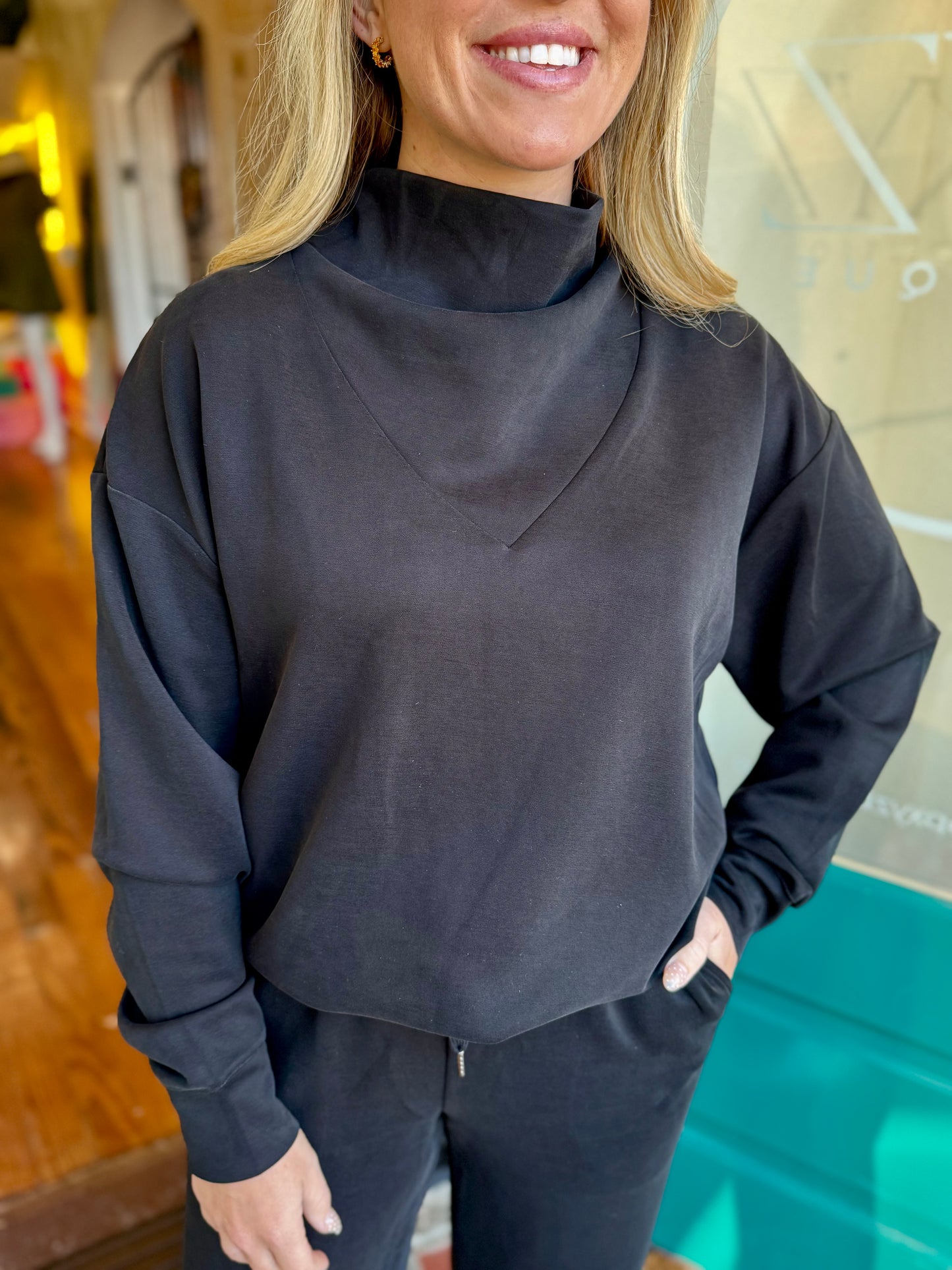 Modal Blend Cowl Neck Sweatshirt