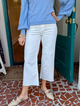 Everleigh White High Rise Crop Denim-Saturday Steal