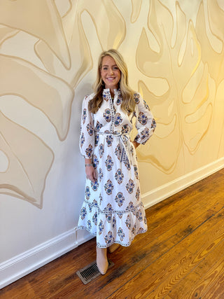 Rennie Floral Long Sleeve Midi Dress