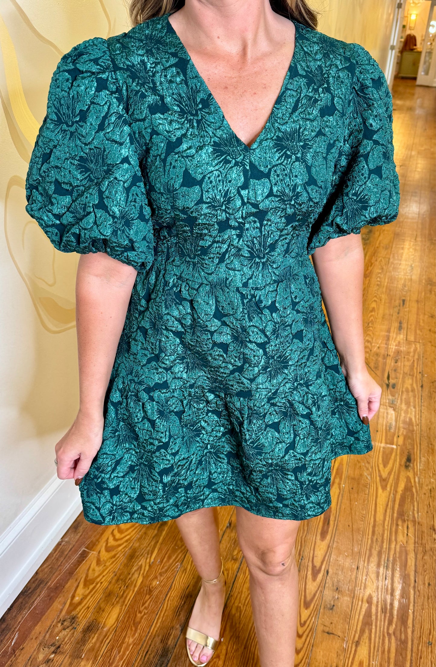 Russa May Floral Jacquard Tiered Dress