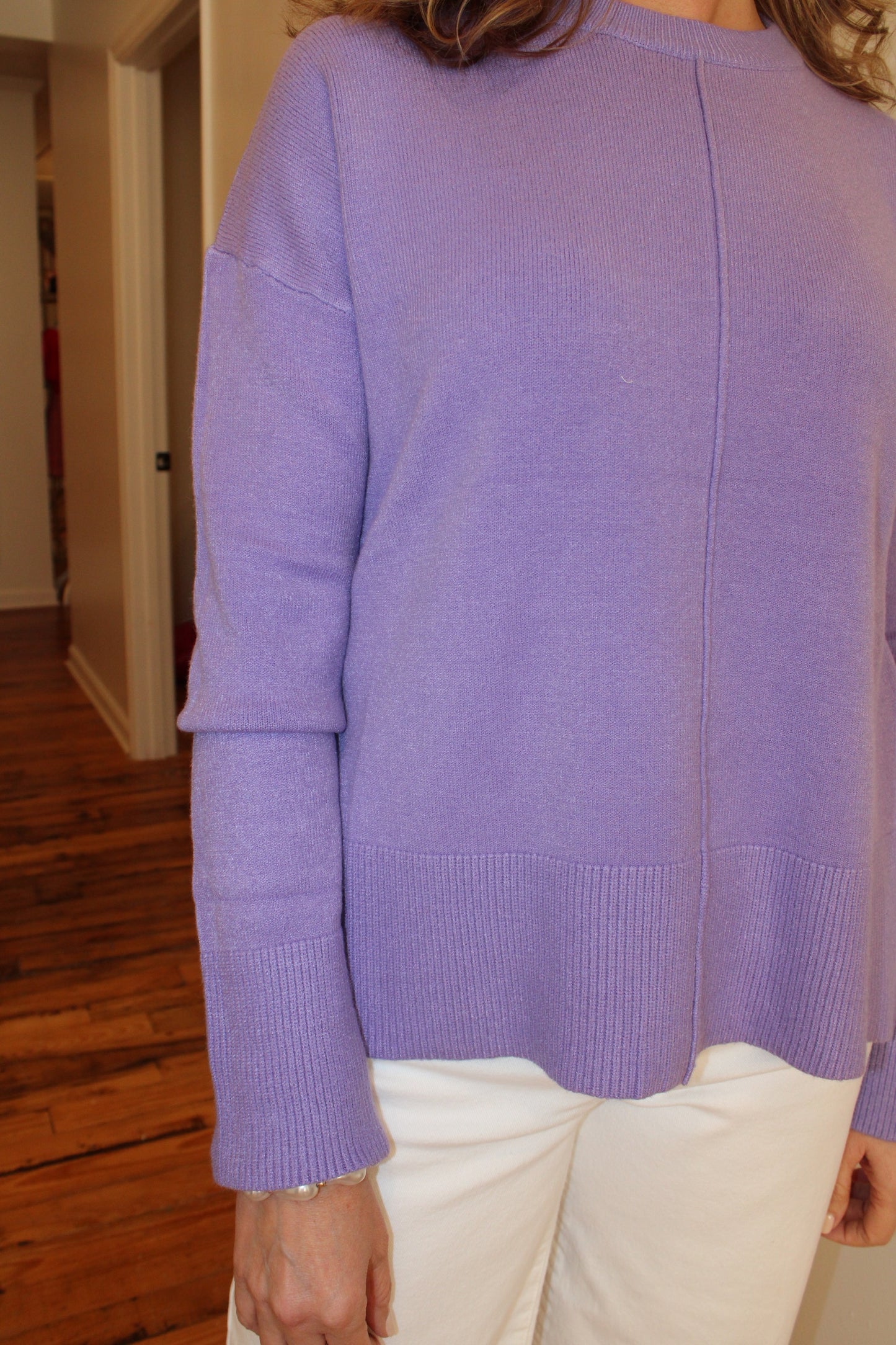 Lavender Round Neck Basic Sweater