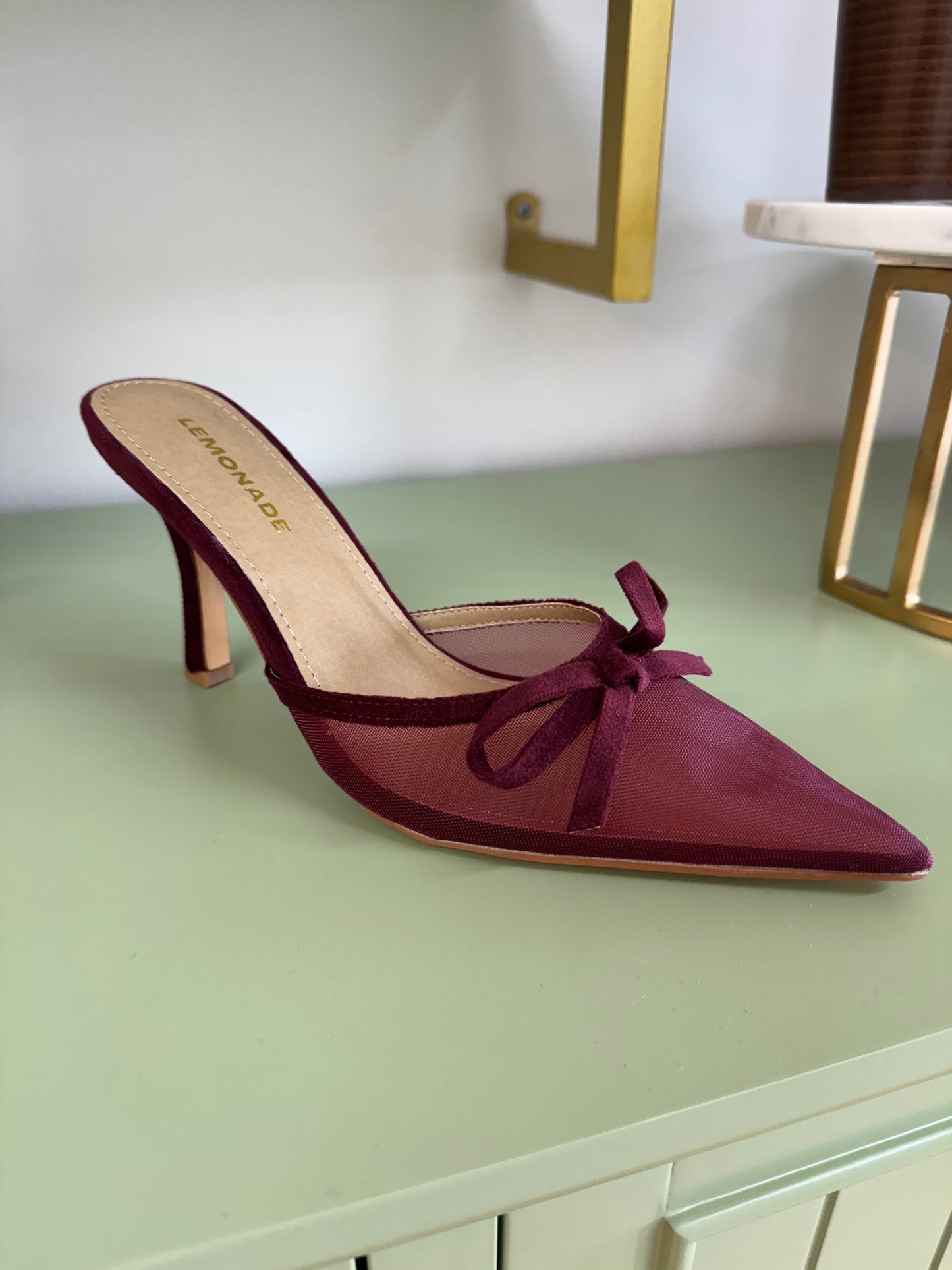 Burgundy Pointed Toe Slip