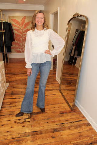 Ruffle Smocked Peplum Top