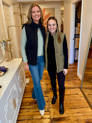 Wave Quilted Ribbon Tie Detailed Puffer Vest