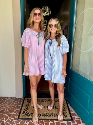 Wide Leg Loose Fit Stripe Romper