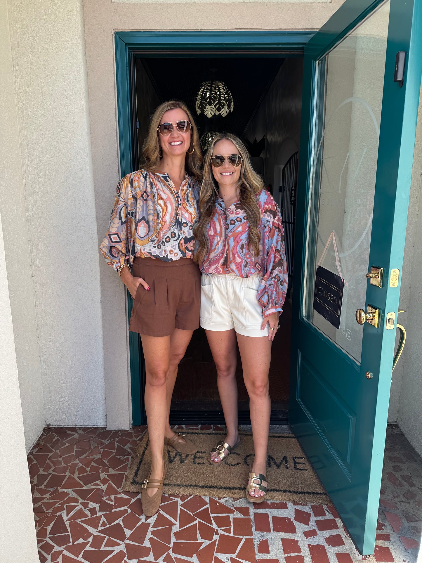 Printed Loose Fit Button Down Blouse