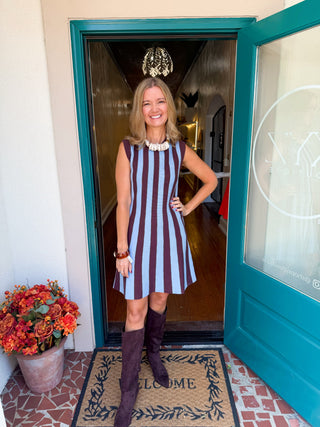 Sleeveless Striped Sweater Dress