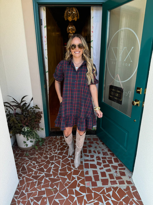 Chapman Plaid Levy Button Down Shift Dress