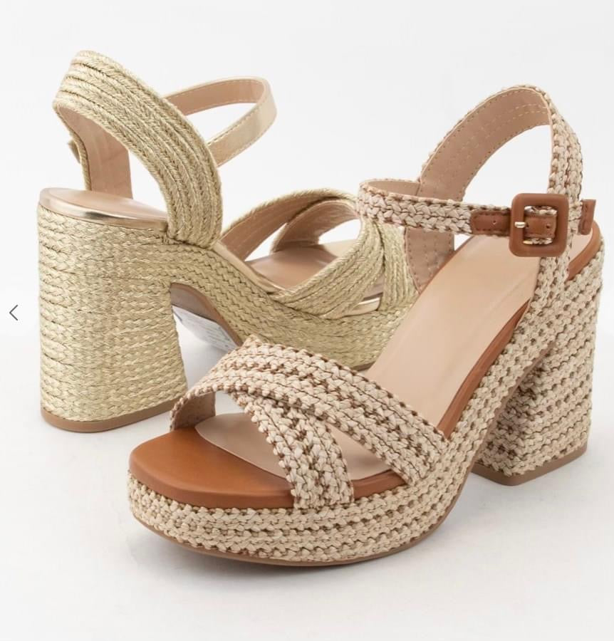 Yara Raffia Block Heel