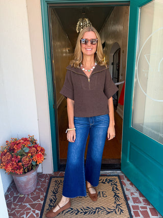 Half Zip Short Sleeve Sweater-Saturday Steal