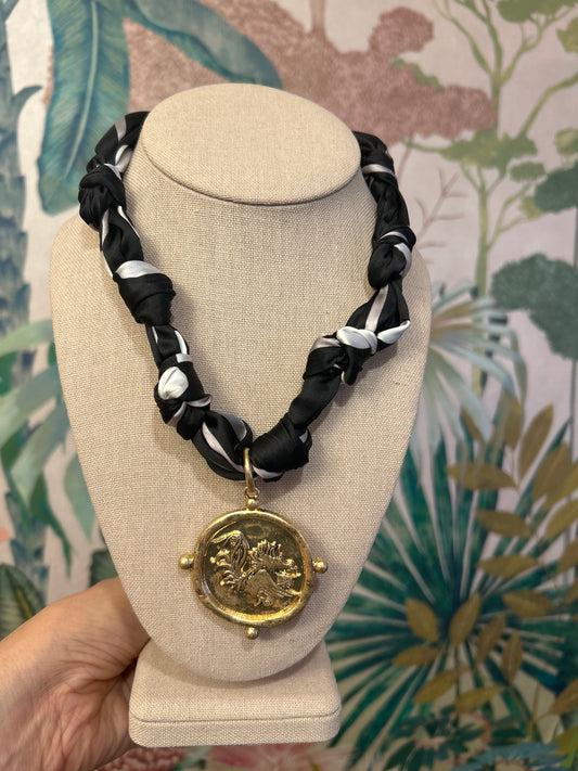 Black Polka Dot Gamecock Scarf Necklace