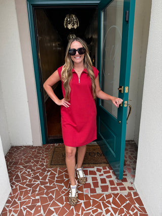 Sleeveless Zip Up Collar Dress