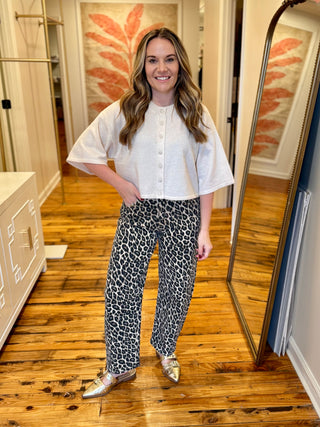 Knit Elbow Sleeve Button Down Crop Cardigan