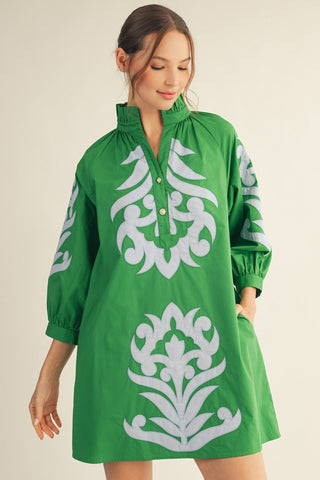 Baroque Floral Applique Dress