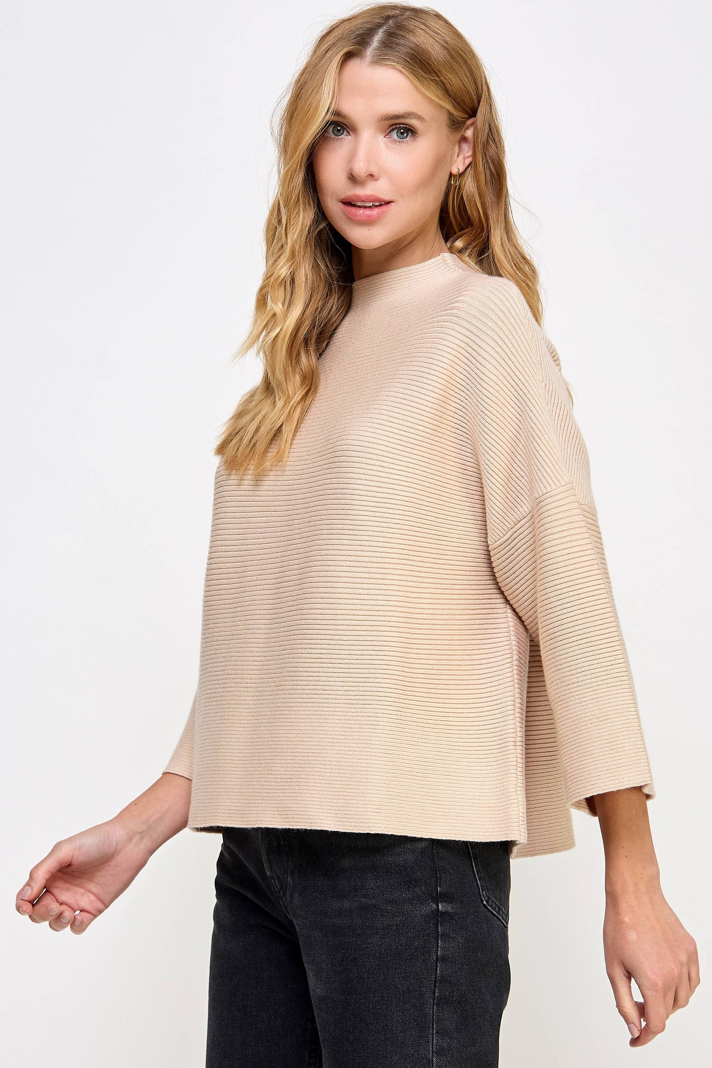 JT-5002-6 NOT YOUR CASUAL TOP ALMOND