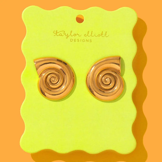Gold Swirl Earrings-Taylor Elliott