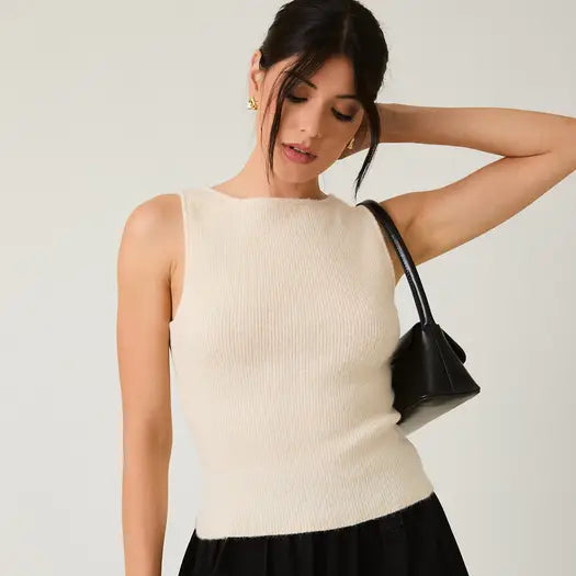 Ivory Boatneck Sweater Tank